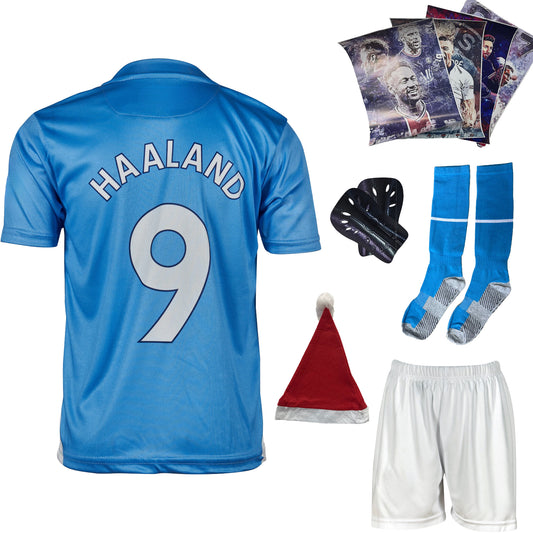 Haaland Kids Jersey No. 9 Set Home Edition White 2026 – 6 -Piece Football Gift Kit incl.