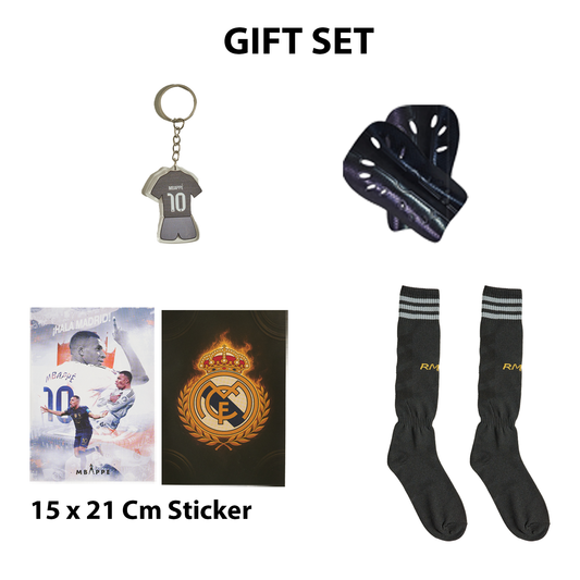 Mbappe Jersey No. 10 Maxi Set Away Edition Black 2026 – 6-Piece Football Gift Kit incl. Socks & Keychain & Shin Guard & Poster