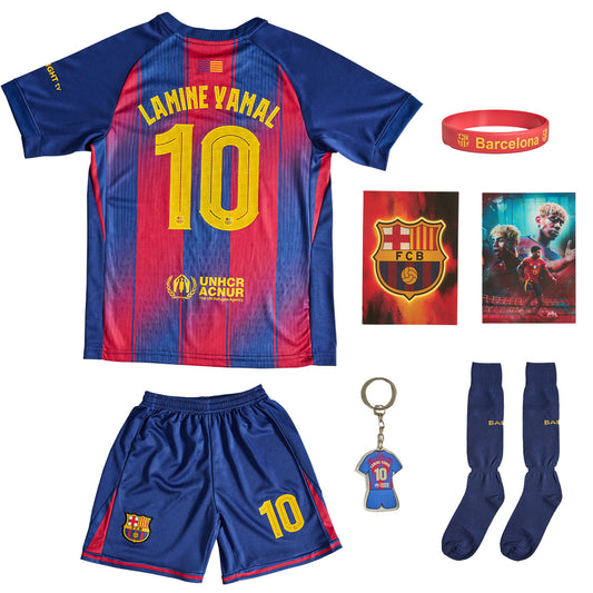 LAMİNE YAMAL Jersey No. 10 Maxi Set Player Edition 2026 – 6-Piece Football Gift Kit incl. Socks & Keychain & Bracelet & Poster