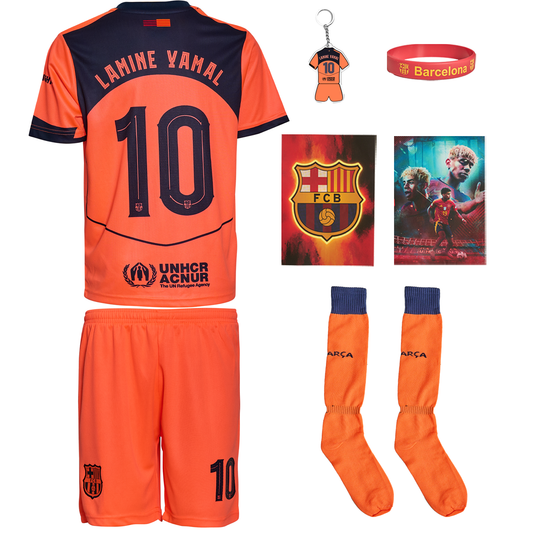 Yamal Kids Jersey No. 10 Maxi Set Third Edition 2026 – 6-Piece Football Gift Kit incl. Socks, Keycahain, Poster & Bracelet Set