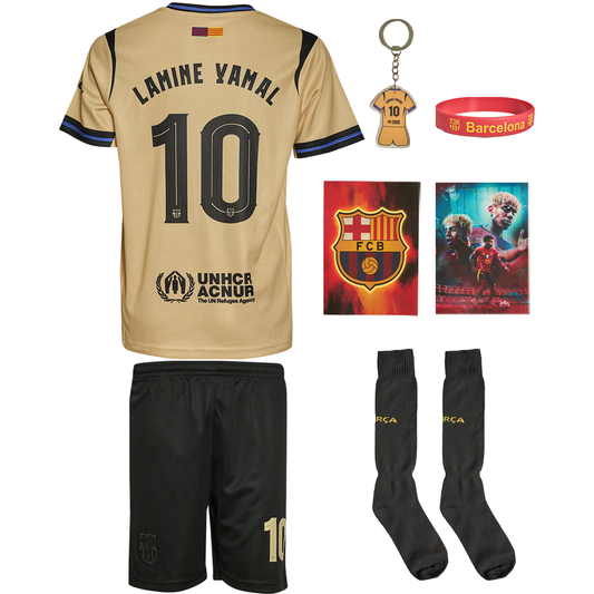 Yamal Kids Jersey No. 10 Maxi Set Away Edition 2026 – 6-Piece Football Gift Kit incl. Socks & Shin Guards & Bracelet