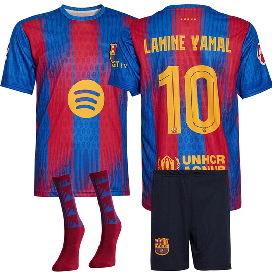 Lamine Yamal Kids Jersey No. 10 Socks Set Home Fan Edition 2026 – 3-Piece Football Gift Kit incl. Socks